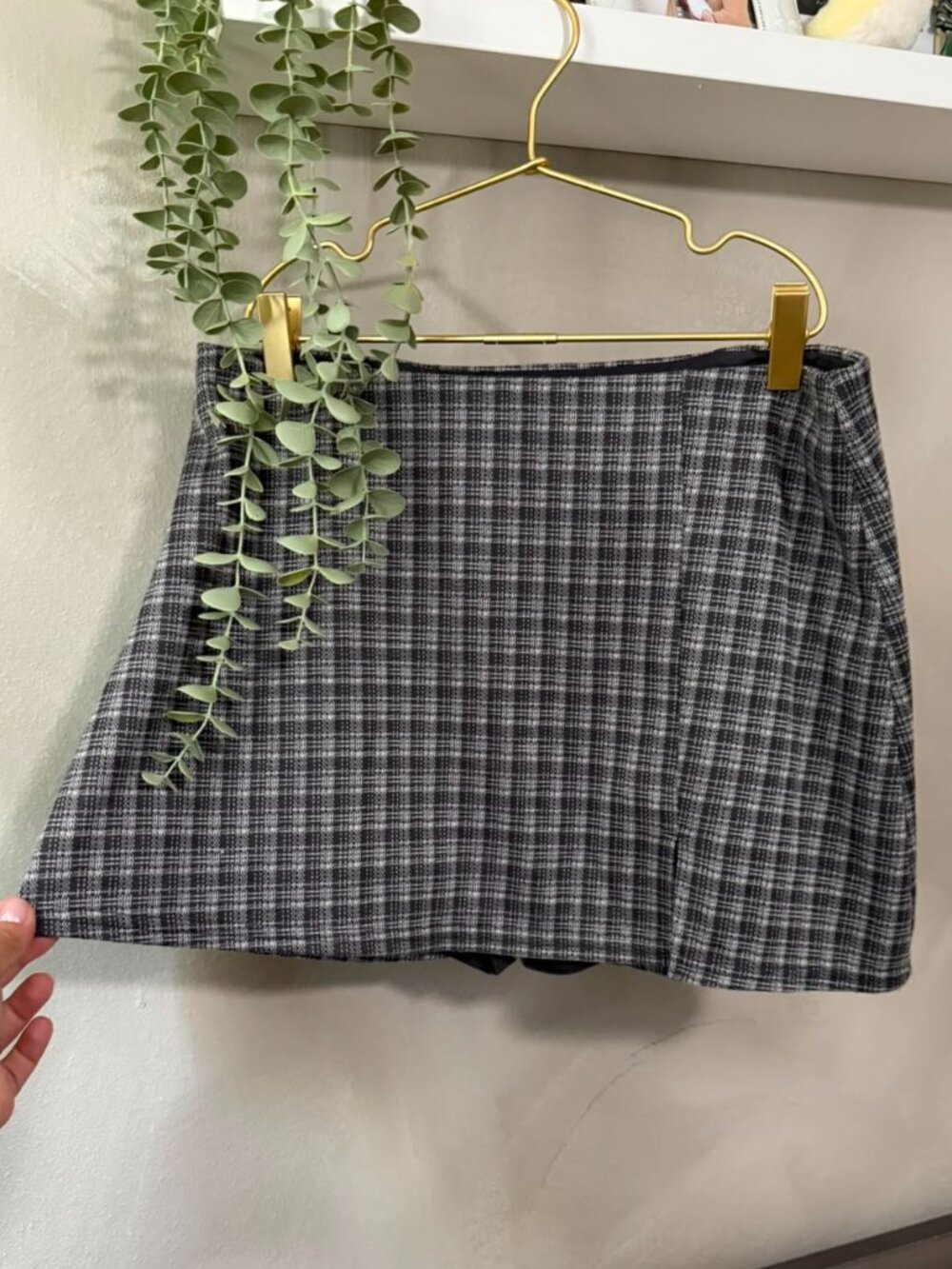 Gray Plaid Mini Skirt M